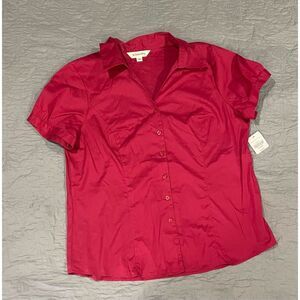 St. John’s Bay XL Short Sleeve Red Button Up Top New